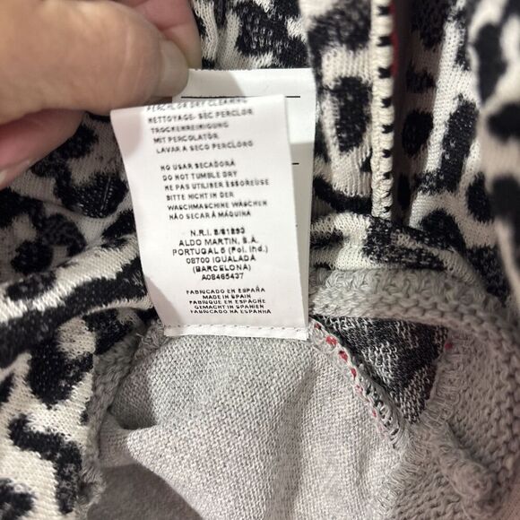 Aldo Martins Cardigan Sz 10 Animal Print Snaps Pockets Hooded Designer Spain - Picture 11 of 16